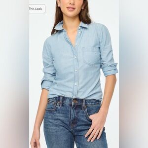 JCrew Factory Mercantile Chambray Button Down Shirt Light Wash M denim Western